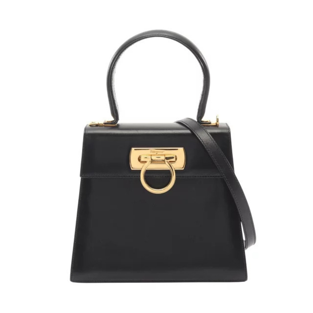 Salvatore Ferragamo Gancini handbag leather black
